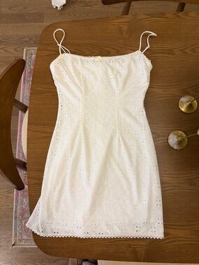 Lucy in the Sky White Eyelet Spaghetti Strap Mini Dress